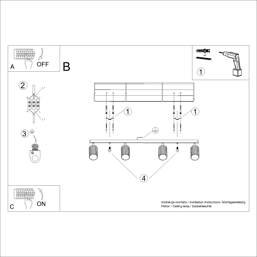 Brilagi - Spotlampe CRESTO 4xGU10/10W/230V sort