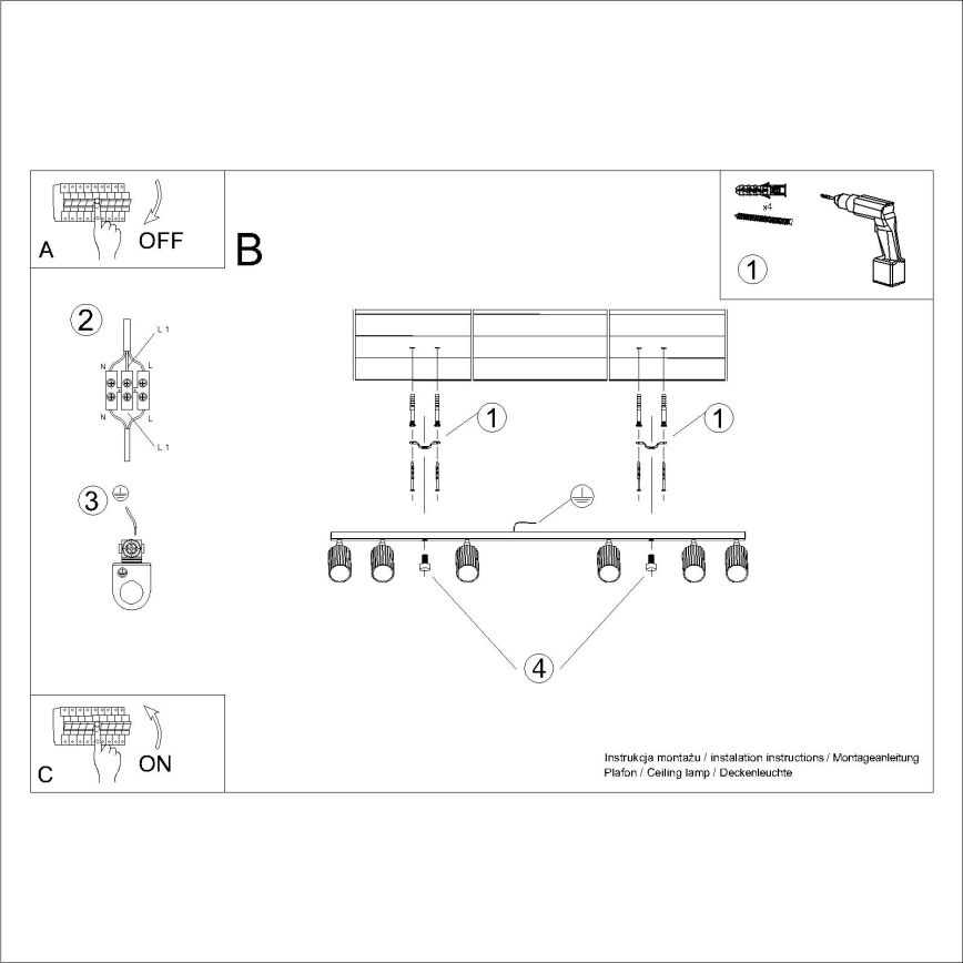 Brilagi - Spotlampe CRESTO 6xGU10/10W/230V sort