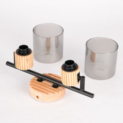 Brilagi - Spotlampe HYGGE 2xE14/15W/230V gummitræ/røgfarvet