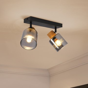 Brilagi - Spotlampe HYGGE 2xE14/15W/230V sort/røgfarvet
