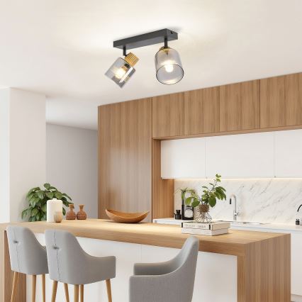 Brilagi - Spotlampe HYGGE 2xE14/15W/230V sort/røgfarvet