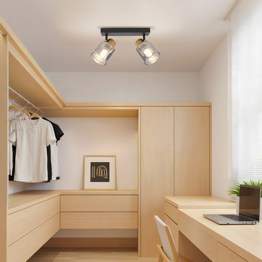 Brilagi - Spotlampe HYGGE 2xE14/15W/230V sort/røgfarvet