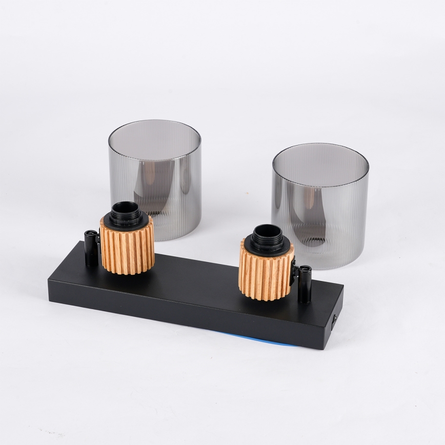 Brilagi - Spotlampe HYGGE 2xE14/15W/230V sort/røgfarvet