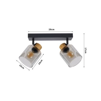 Brilagi - Spotlampe HYGGE 2xE14/15W/230V sort/røgfarvet