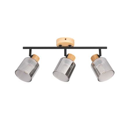 Brilagi - Spotlampe HYGGE 3xE14/15W/230V gummitræ/røgfarvet