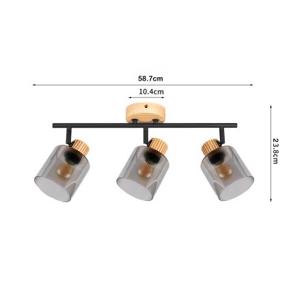 Brilagi - Spotlampe HYGGE 3xE14/15W/230V gummitræ/røgfarvet