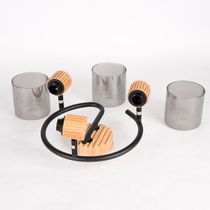 Brilagi - Spotlampe HYGGE 3xE14/15W/230V gummitræ/røgfarvet