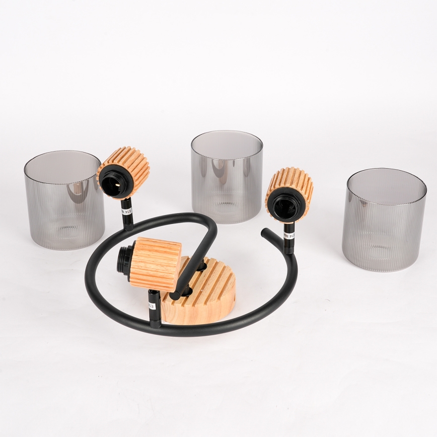 Brilagi - Spotlampe HYGGE 3xE14/15W/230V gummitræ/røgfarvet