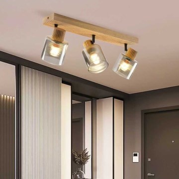 Brilagi - Spotlampe HYGGE 3xE14/15W/230V gummitræ/røgfarvet