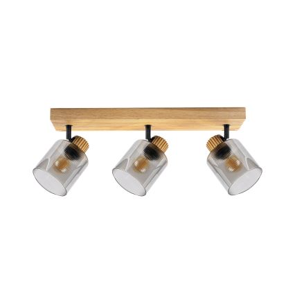 Brilagi - Spotlampe HYGGE 3xE14/15W/230V gummitræ/røgfarvet