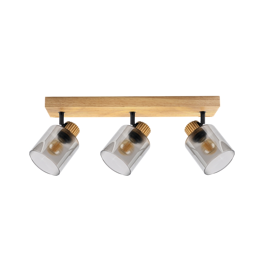 Brilagi - Spotlampe HYGGE 3xE14/15W/230V gummitræ/røgfarvet