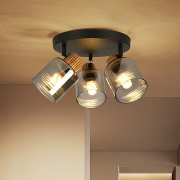 Brilagi - Spotlampe HYGGE 3xE14/15W/230V sort/røget