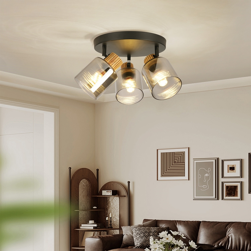 Brilagi - Spotlampe HYGGE 3xE14/15W/230V sort/røget