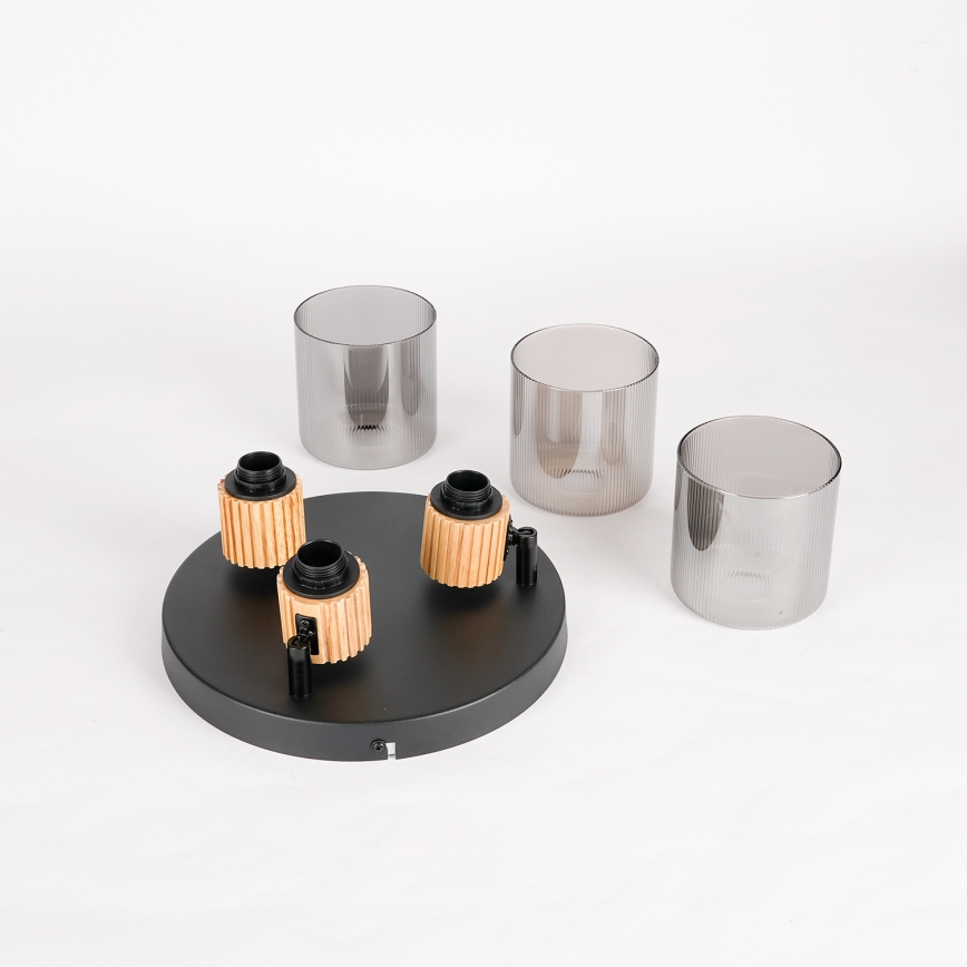 Brilagi - Spotlampe HYGGE 3xE14/15W/230V sort/røget