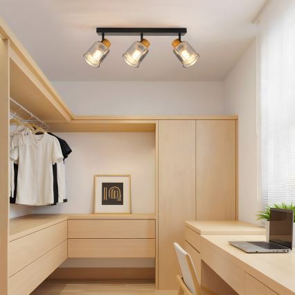 Brilagi - Spotlampe HYGGE 3xE14/15W/230V sort/røget