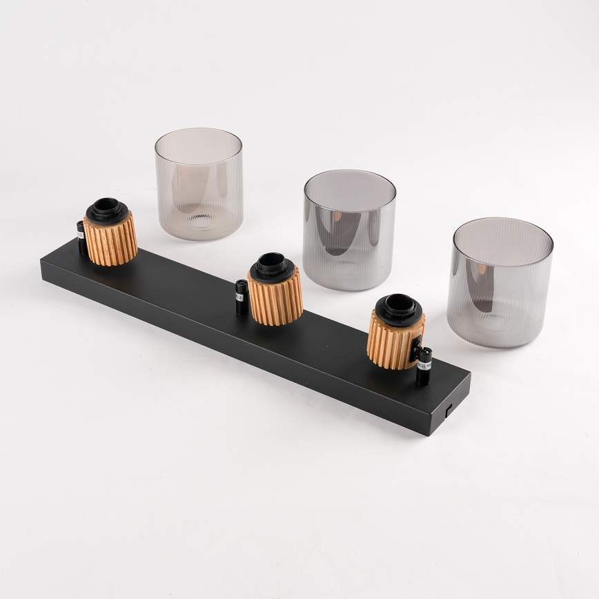 Brilagi - Spotlampe HYGGE 3xE14/15W/230V sort/røget