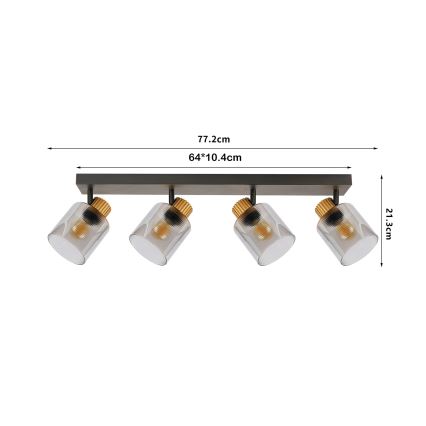 Brilagi - Spotlampe HYGGE 3xE14/15W/230V sort/røget