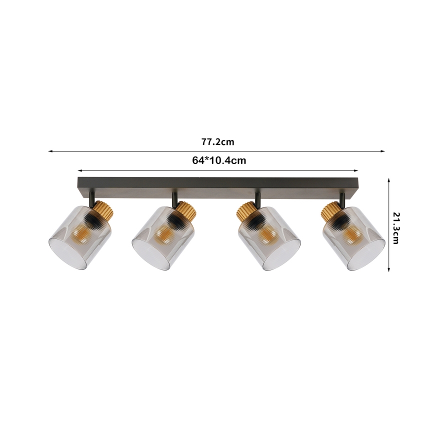Brilagi - Spotlampe HYGGE 3xE14/15W/230V sort/røget