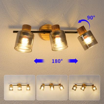 Brilagi - Spotlampe HYGGE 3xE14/15W/230V træ/røget