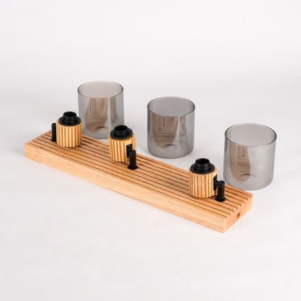 Brilagi - Spotlampe HYGGE 3xE14/15W/230V træ/røget