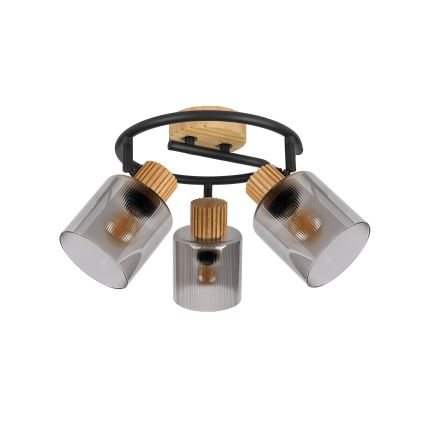 Brilagi - Spotlampe HYGGE 3xE14/15W/230V træ/røgfarvet