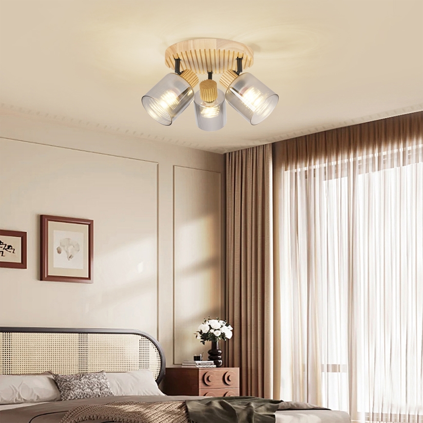 Brilagi - Spotlampe HYGGE 3xE14/15W/230V træ/røgfarvet