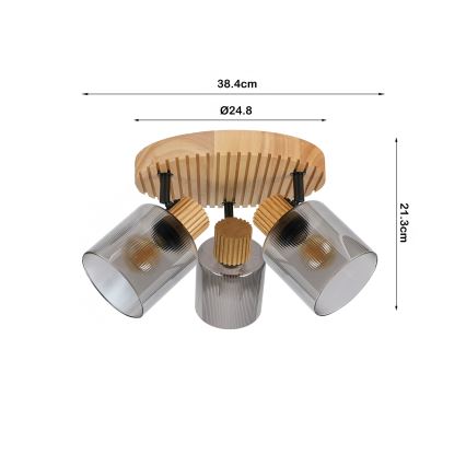 Brilagi - Spotlampe HYGGE 3xE14/15W/230V træ/røgfarvet