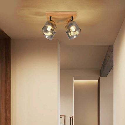 Brilagi - Spotlampe HYGGE 4xE14/15W/230V gummitræ/røgfarvet