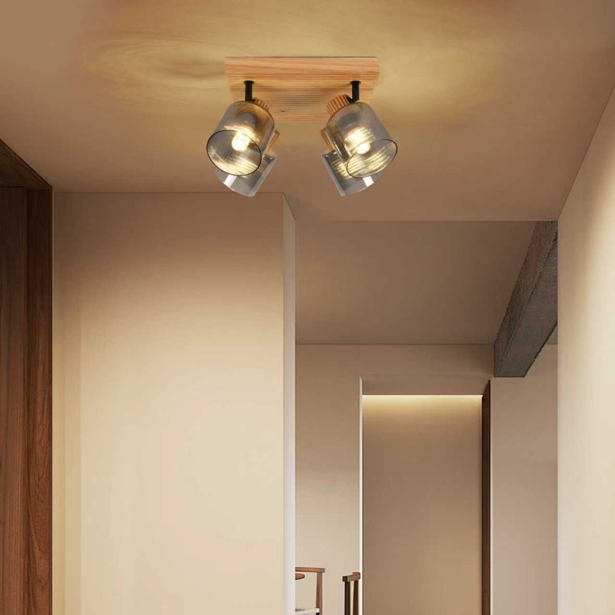 Brilagi - Spotlampe HYGGE 4xE14/15W/230V gummitræ/røgfarvet