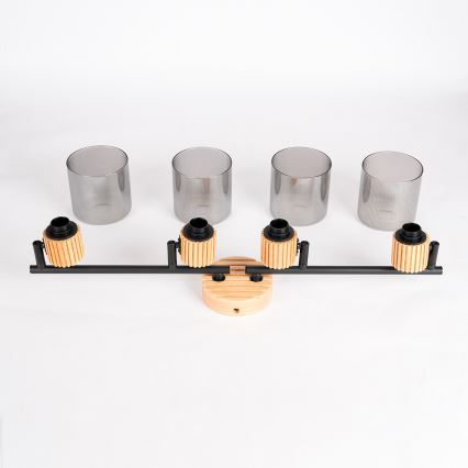 Brilagi - Spotlampe HYGGE 4xE14/15W/230V træ/røget