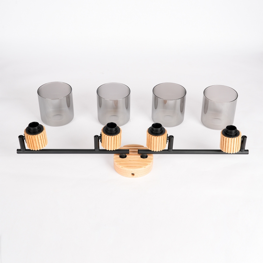 Brilagi - Spotlampe HYGGE 4xE14/15W/230V træ/røget