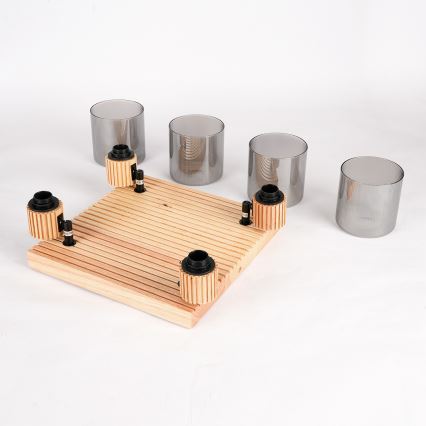 Brilagi - Spotlampe HYGGE 4xE14/15W/230V træ/røgfarvet