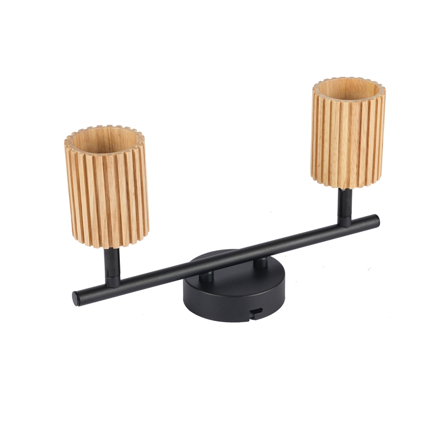 Brilagi - Spotlampe MODERN WOOD 2xGU10/8W/230V gummitræ/sort