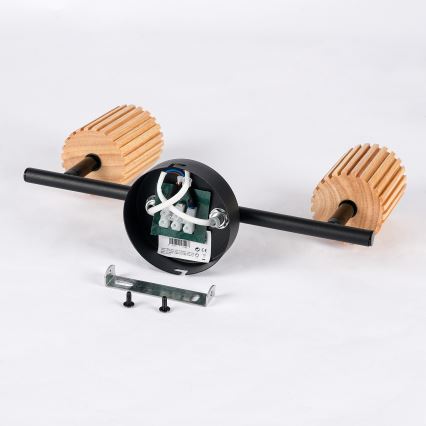 Brilagi - Spotlampe MODERN WOOD 2xGU10/8W/230V gummitræ/sort