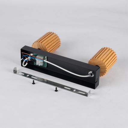 Brilagi - Spotlampe MODERN WOOD 2xGU10/8W/230V gummitræ/sort