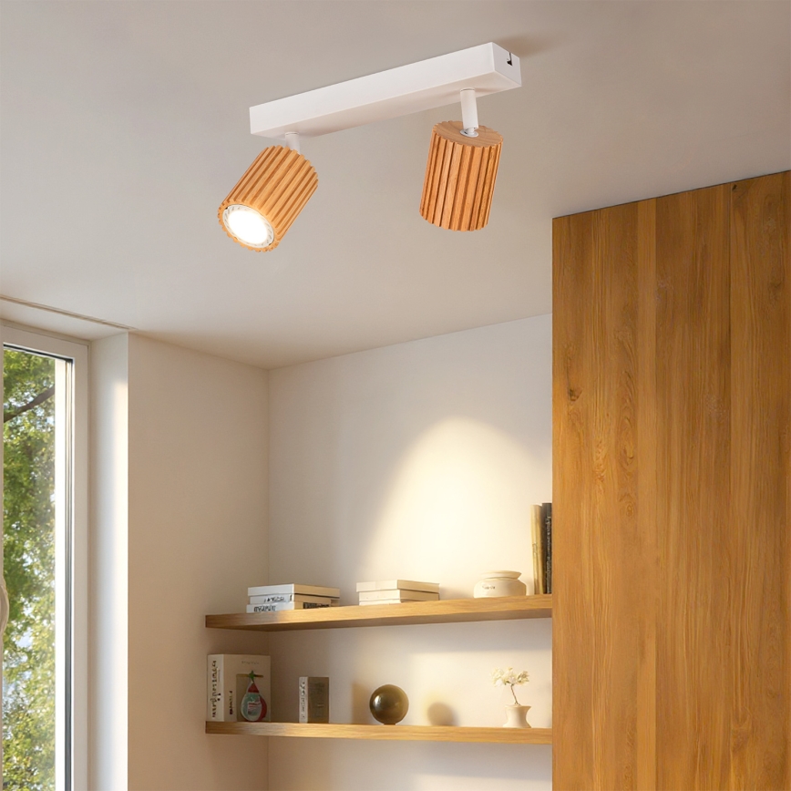 Brilagi - Spotlampe MODERN WOOD 2xGU10/8W/230V træ/hvid