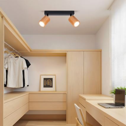 Brilagi - Spotlampe MODERN WOOD 2xGU10/8W/230V træ/sort