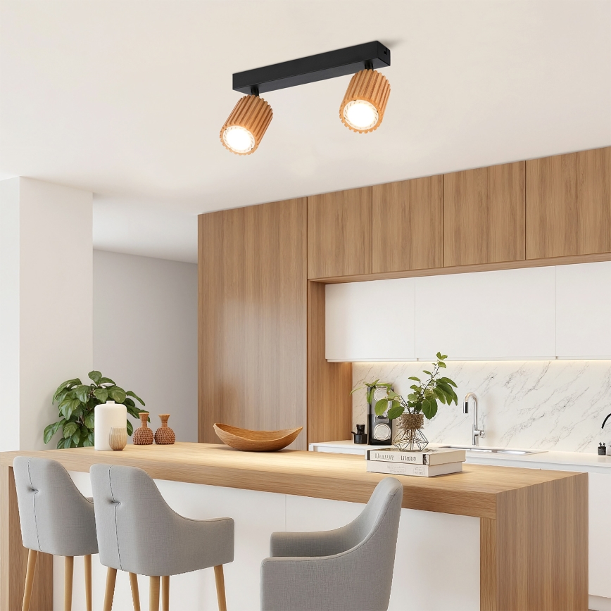 Brilagi - Spotlampe MODERN WOOD 2xGU10/8W/230V træ/sort