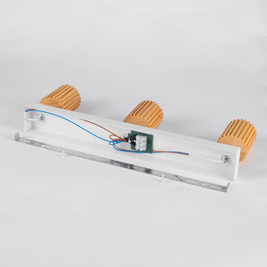 Brilagi - Spotlampe MODERN WOOD 3xGU10/8W/230V gummitræ/hvid