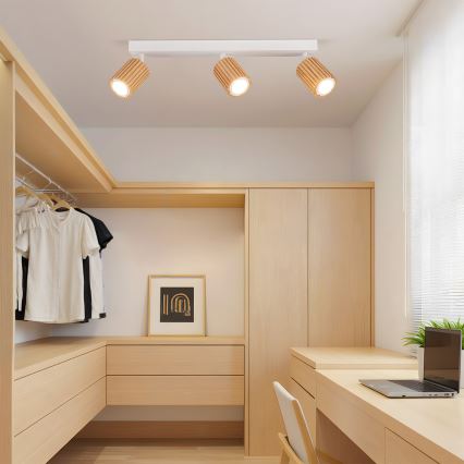 Brilagi - Spotlampe MODERN WOOD 3xGU10/8W/230V træ/hvid