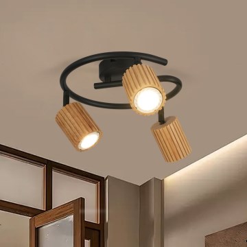Brilagi - Spotlampe MODERN WOOD 3xGU10/8W/230V træ/sort