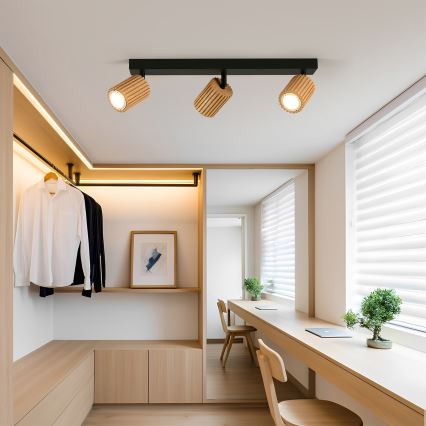 Brilagi - Spotlampe MODERN WOOD 3xGU10/8W/230V træ/sort