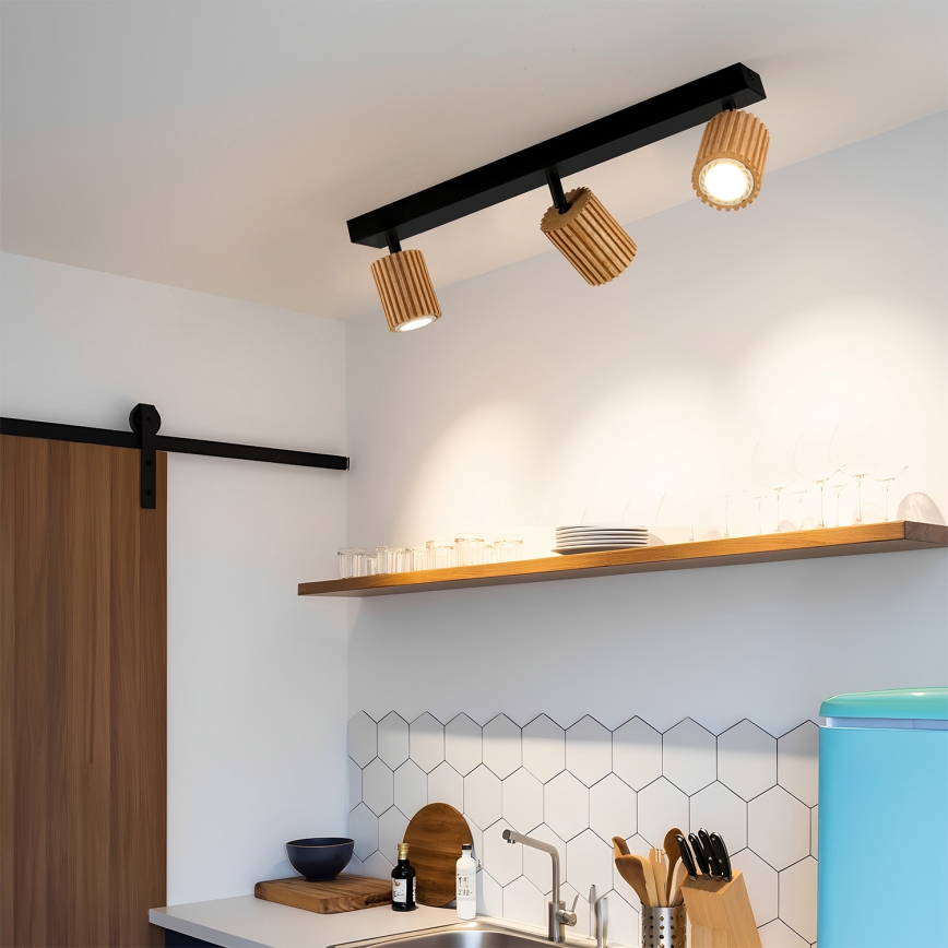 Brilagi - Spotlampe MODERN WOOD 3xGU10/8W/230V træ/sort