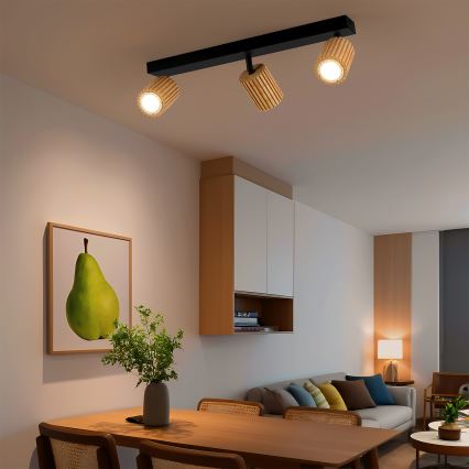 Brilagi - Spotlampe MODERN WOOD 3xGU10/8W/230V træ/sort