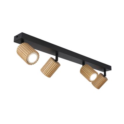 Brilagi - Spotlampe MODERN WOOD 4xGU10/8W/230V gummitræ/sort