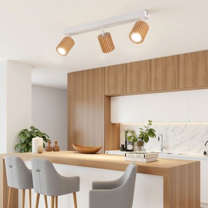 Brilagi - Spotlampe MODERN WOOD 4xGU10/8W/230V træ/hvid