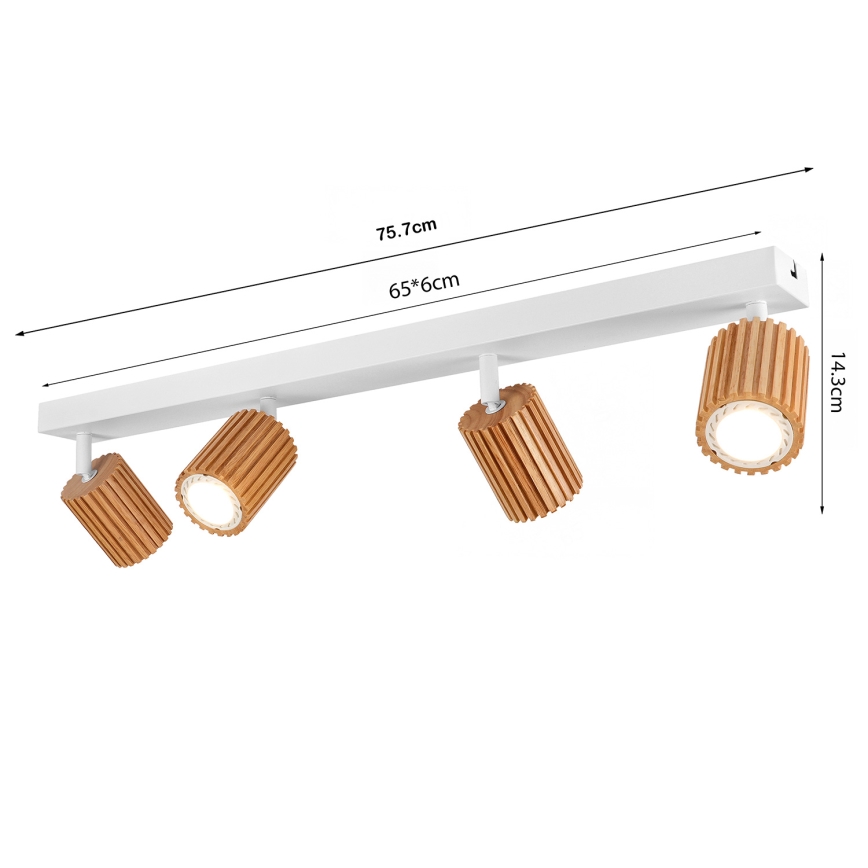 Brilagi - Spotlampe MODERN WOOD 4xGU10/8W/230V træ/hvid