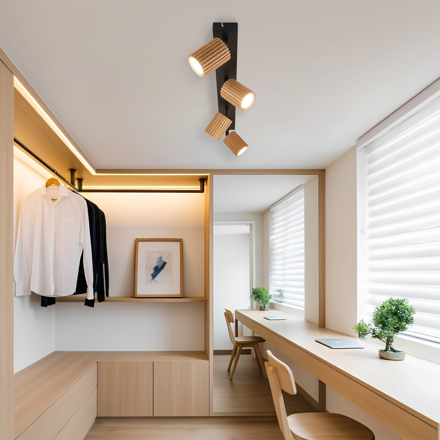 Brilagi - Spotlampe MODERN WOOD 4xGU10/8W/230V træ/sort