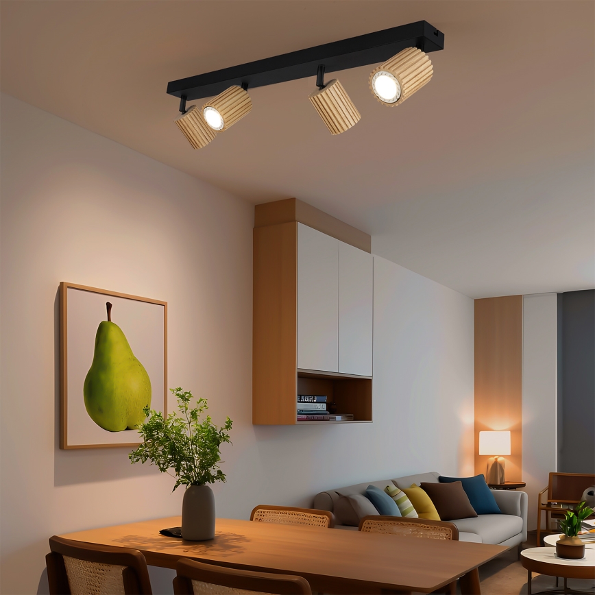 Brilagi - Spotlampe MODERN WOOD 4xGU10/8W/230V træ/sort