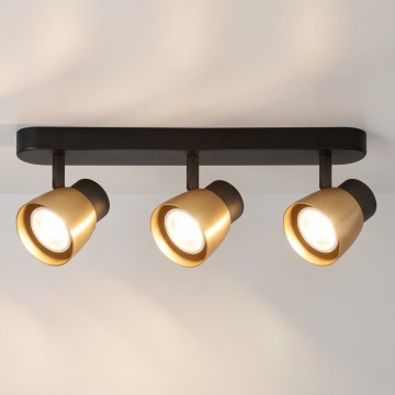 Brilagi - Spotlampe NUGGET 3xGU10/30W/230V sort/guld